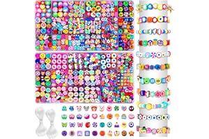 CZWZ 1560pcs Polymer Clay Beads Bracelet Making Kit,36 Styles Cute Fun Heart Flower Fruit Animal Letter Bracelet Beads Charms for Jewelry Necklace Making DIY Accessories for Women Girls