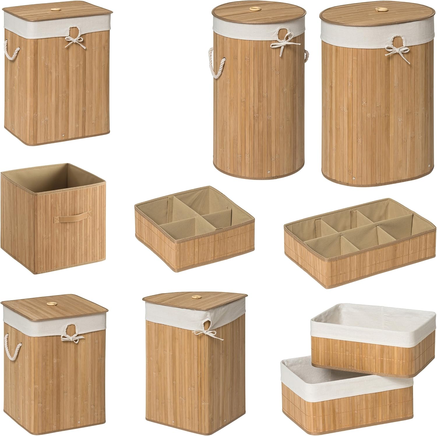 Premier Housewares Kankyo Bamboo Square Laundry Hamper, Natural, 35 x 35 x 50 cm - Image 3
