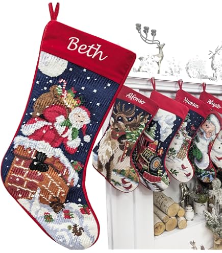 Amazon.com: Glitzhome Hooked Christmas Stocking Cardinal Bird