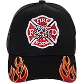 Fire Fighter Fire Department Rescue Flames Baseball Cap Hat