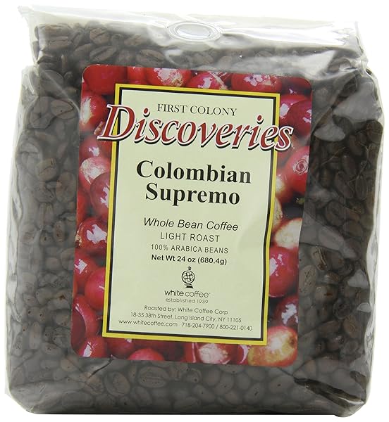 FIRST COLONY WHOLE BEAN COFFEE, COLOMBIAN SUPREMO, 24-OUNCE