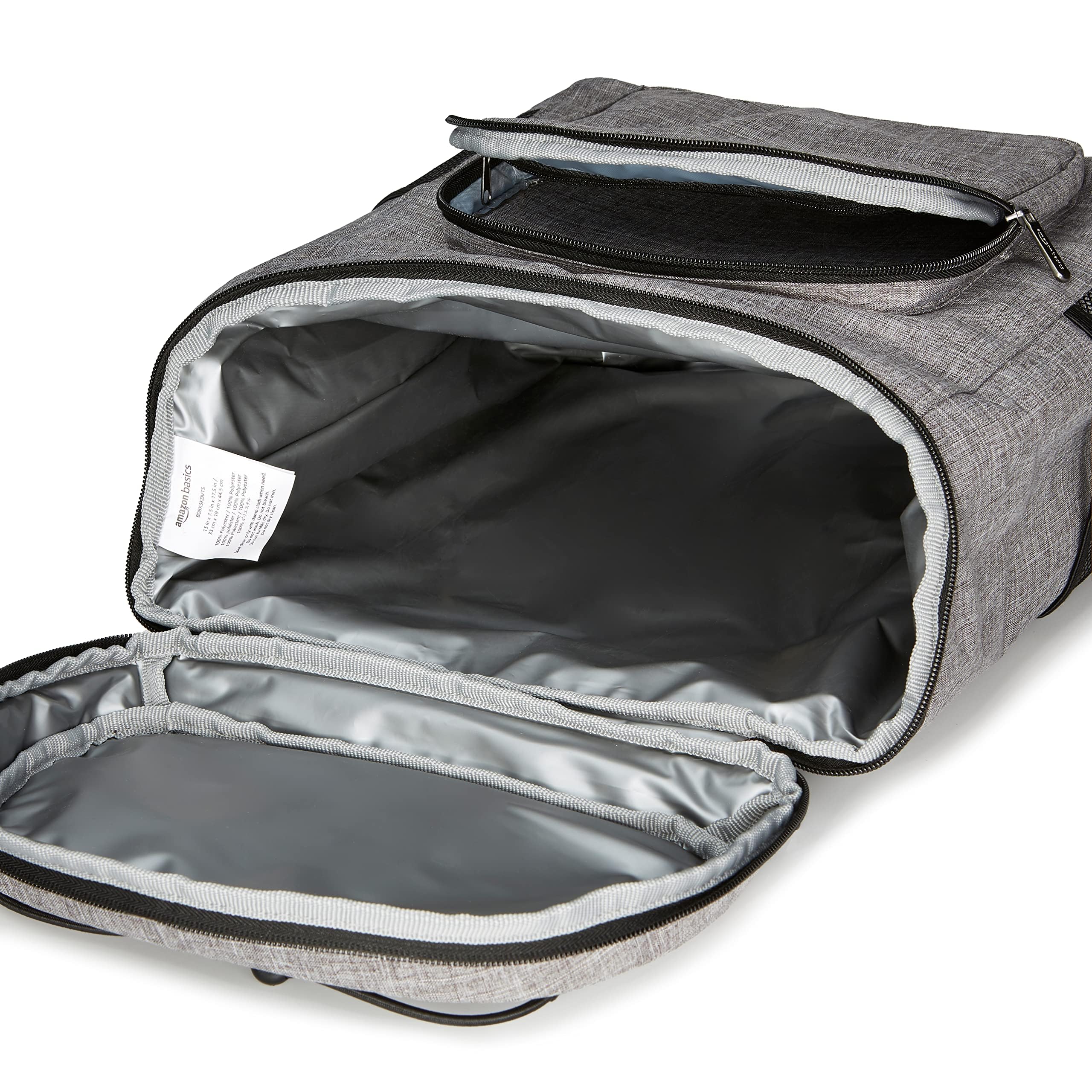 Amazon Basics Insulated Cooler Backpack, 30 Can Capacity, Leak-Proof Design, Gray