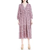 Max Studio Womens Long Sleeve Tiered Maxi Dress