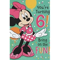 Minnie Mouse Happy 6th Birthday Card For Girls – Age 6 Birthday Greeting Card With Envelope - View #6