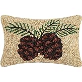Peking Handicraft 30JSS800C12OB Pine Cone Hook Pillow, 8x12 Hook Pillow