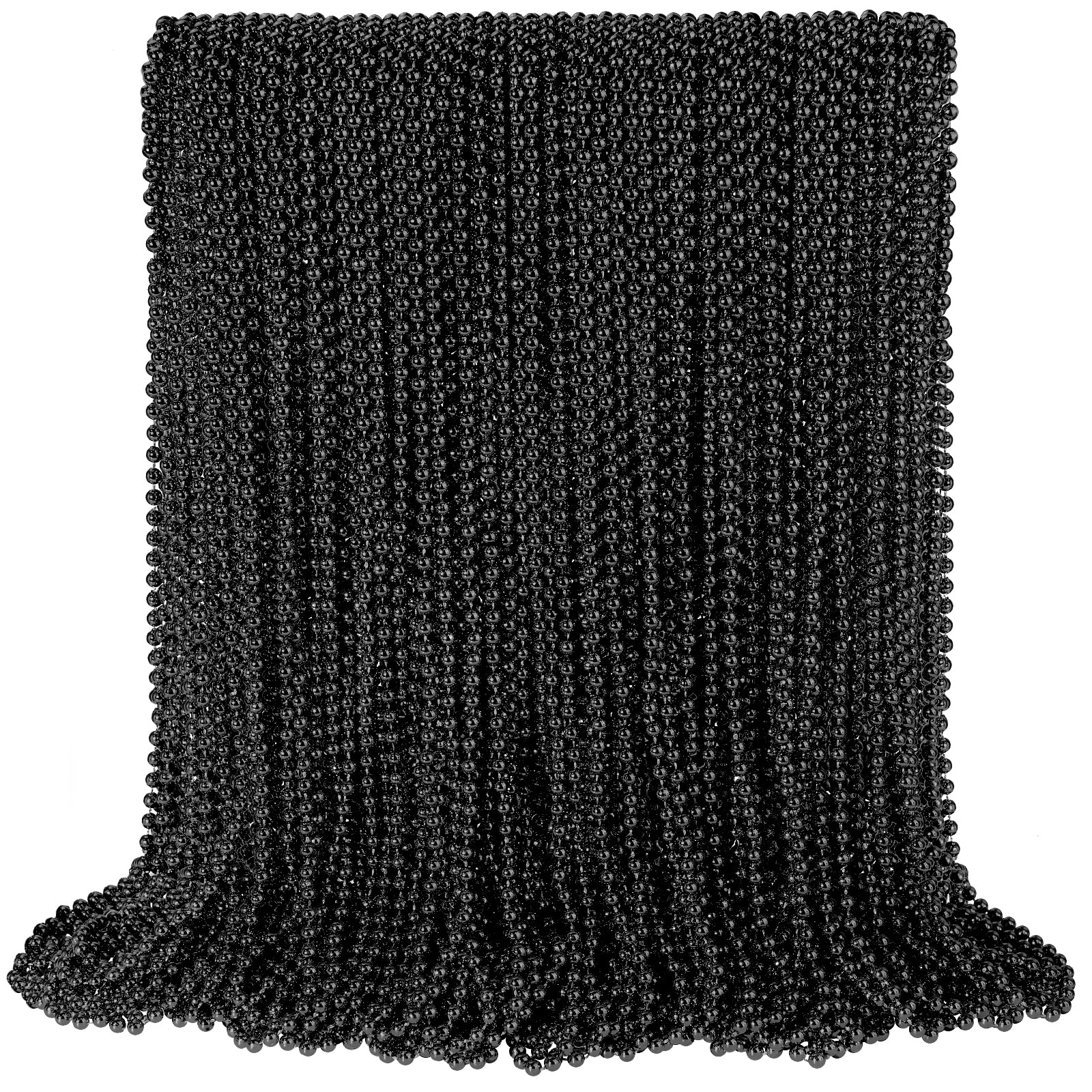 Photo 1 of 100 PCS Black Bead Necklaces, Black Mardi Gras Beads, New Year Eve Necklaces, 33 Inch Round Halloween Beaded Necklaces, Party Beads for Mardi Gras, Christmas, Halloween, New Year Party Favors