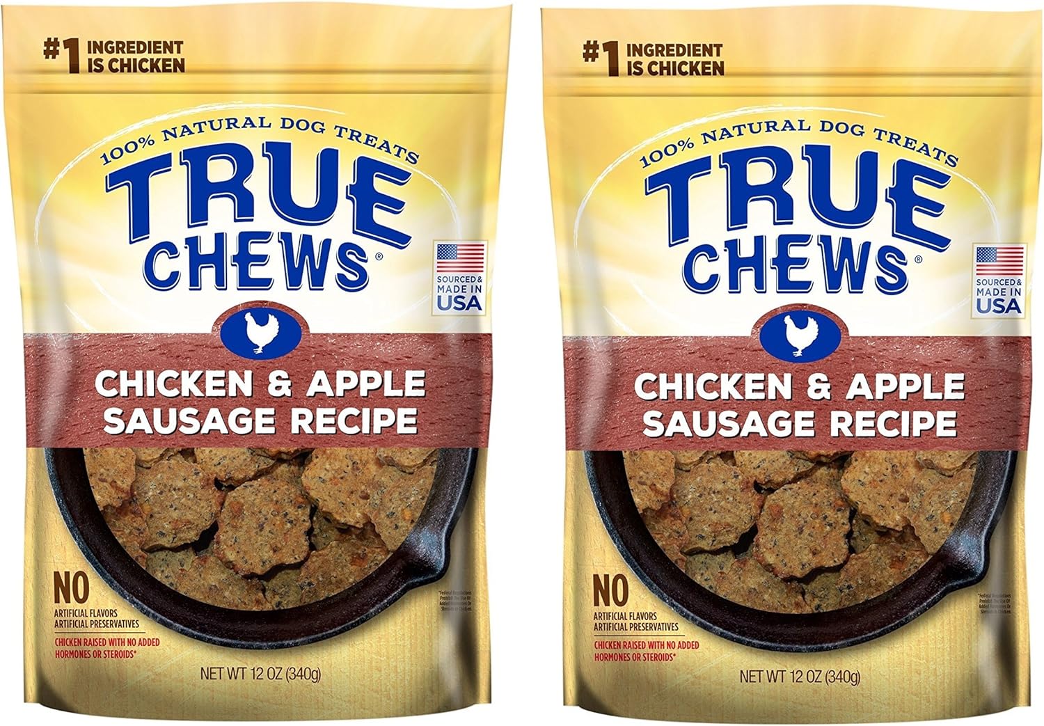 True Chews Dog Treats Premium Chicken and Apple Sausage