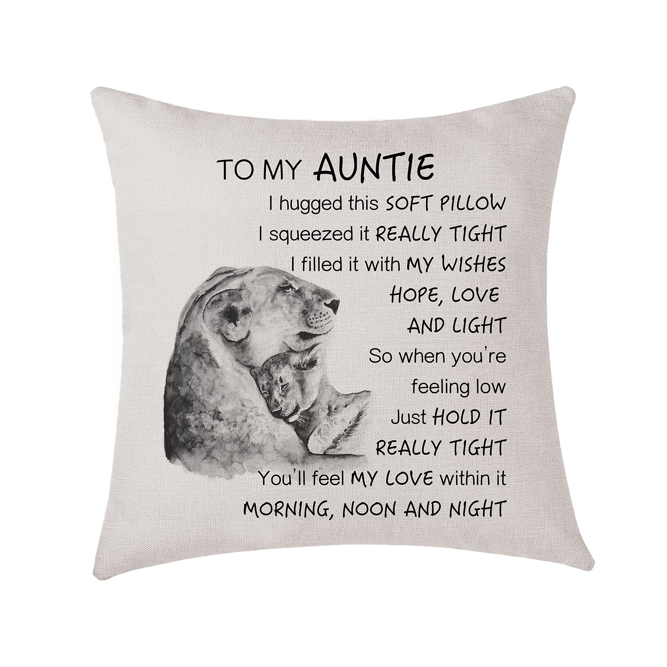 AMZKWY To My Auntie Gifts Lion Family Pattern Cushion Cover 45x45cm Throw Pillow Case Home Decor Birthday (Auntie)
