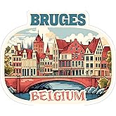Bruges Belgium Sticker 4 Inch City Travel Souvenir Destination - Waterproof Vinyl Decal for Laptop Water Bottle Car Tumbler - Durable Aesthetic Long-Lasting Stickers for Adults ID44990