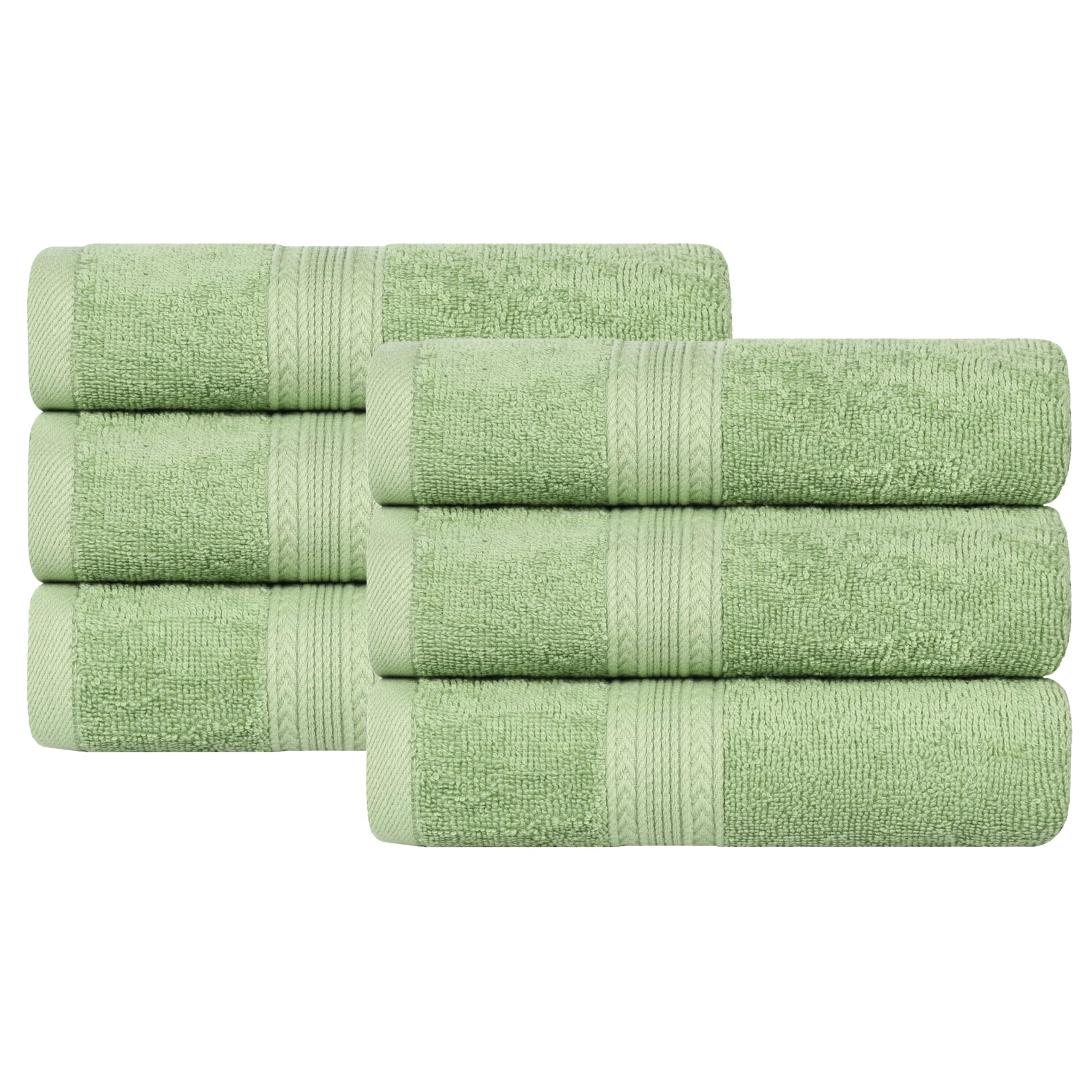 Superior Eco-Friendly 100% Ringspun Cotton, 6 PC Hand Towel Set (40.6 cm x 76.2 cm) -Terrace Green