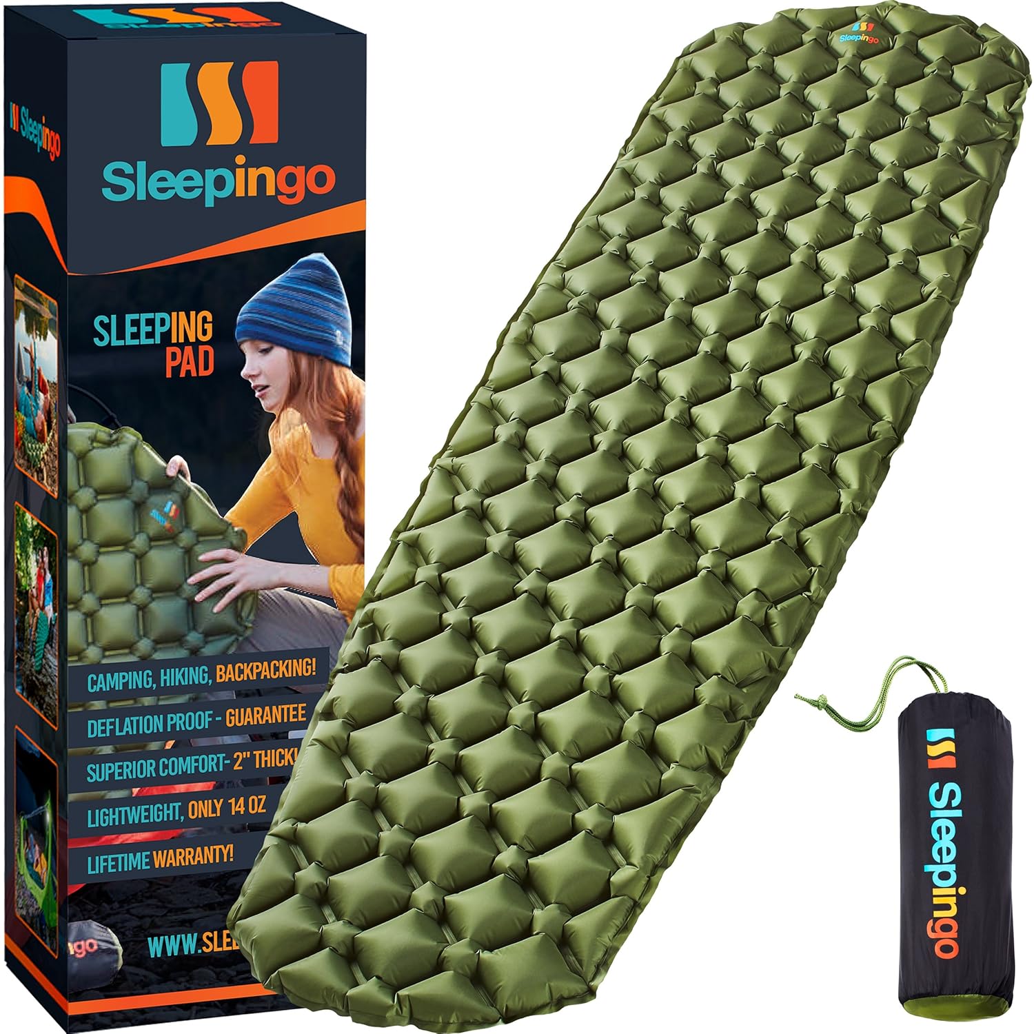 Sleepingo Camping Sleeping Pad - Mat, (Large), Ultralight 10.10 OZ, Best Sleeping Pads for Backpacking, Hiking Air Mattress - Lightweight, Inflatable & ... Sleepingo Camping Sleeping Pad - Mat, (Large), Ultralight 10.10 OZ, Best Sleeping Pads for Backpacking, Hiking Air Mattress - Lightweight, Inflatable & ...