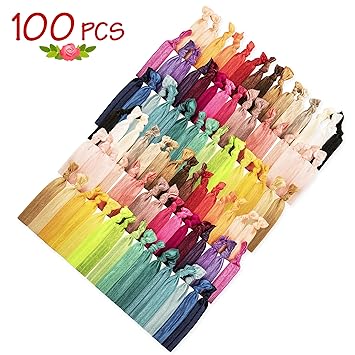 Amazon Com Jlika Elastic Hair Ties Set Of 100 Colorful Solids
