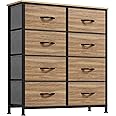 YITAHOME Dresser with 8 Drawers - Fabric Storage Tower, Organizer Unit for Bedroom, Living Room, Hallway, Closets - Sturdy Steel Frame, Wooden Top & Easy Pull Fabric Bins, Burlywood Grain