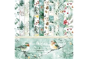 RAORAOYUE 24 Sheets Christmas Tree Green Nature Forest Scrapbook Paper, 6" x 6" Cardstock Paper Pads, Single-Sided Winter Hol
