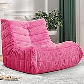 Cansunna Bean Bag Chair Big Sofa Beanbag Chair for Adults Fireside Chair Bean Bag Lounger with Memory Foam Filled for Home,Apartment or Gaming Venue(DarkPink Teddy)