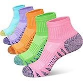 Heyoboy Womens Ankle Anti-blister Thick Cushioned Cotton Wicking Hiking Athletic Running Socks 5 Pairs