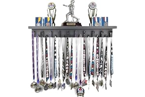 MedalAwardsRack Premier Medal Hanger Display Rack and Trophy Shelf for Gymnastics, Soccer, Basketball, Football, and More – 2, ft