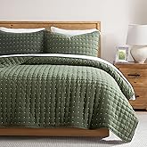 WDCOZY King Size Quilt Bedding Sets with 2 Pillow Shams, Lightweight Soft Bedspread Coverlet, Quilted Blanket Thin Comforter Bed Cover for All Season, 3 Pieces, 104x90 inches, Moss Green