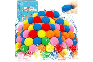 HOMIAR 100 PCS Water Balls, Reusable Water Balloon Water Fight Balls Splash Balls Bulk Water Soaker Balls with Bag Soft Cotton Pool Beach Water Toys Summer Present Kids Adult Outside Water Play Games Kit