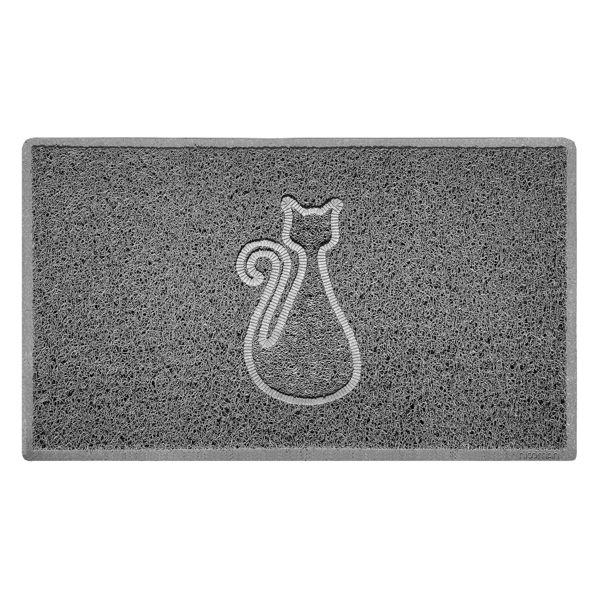 Nicoman CAT Embossed Shape Door Mat Dirt-Trapper Jet-Washable Doormat-(Use Outdoor ONLY)- (75x44cm/29.5x17.3inches, Medium) Grey