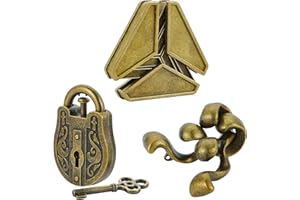 BLING MUSAE Brain Teaser Puzzles- 3 PCS Metal Puzzles Kit Metal Cast Puzzle Games Toys Unlock Interlock Puzzles Box Mind IQ Logic Test Disentanglement Games Toys for Adults School WP140A
