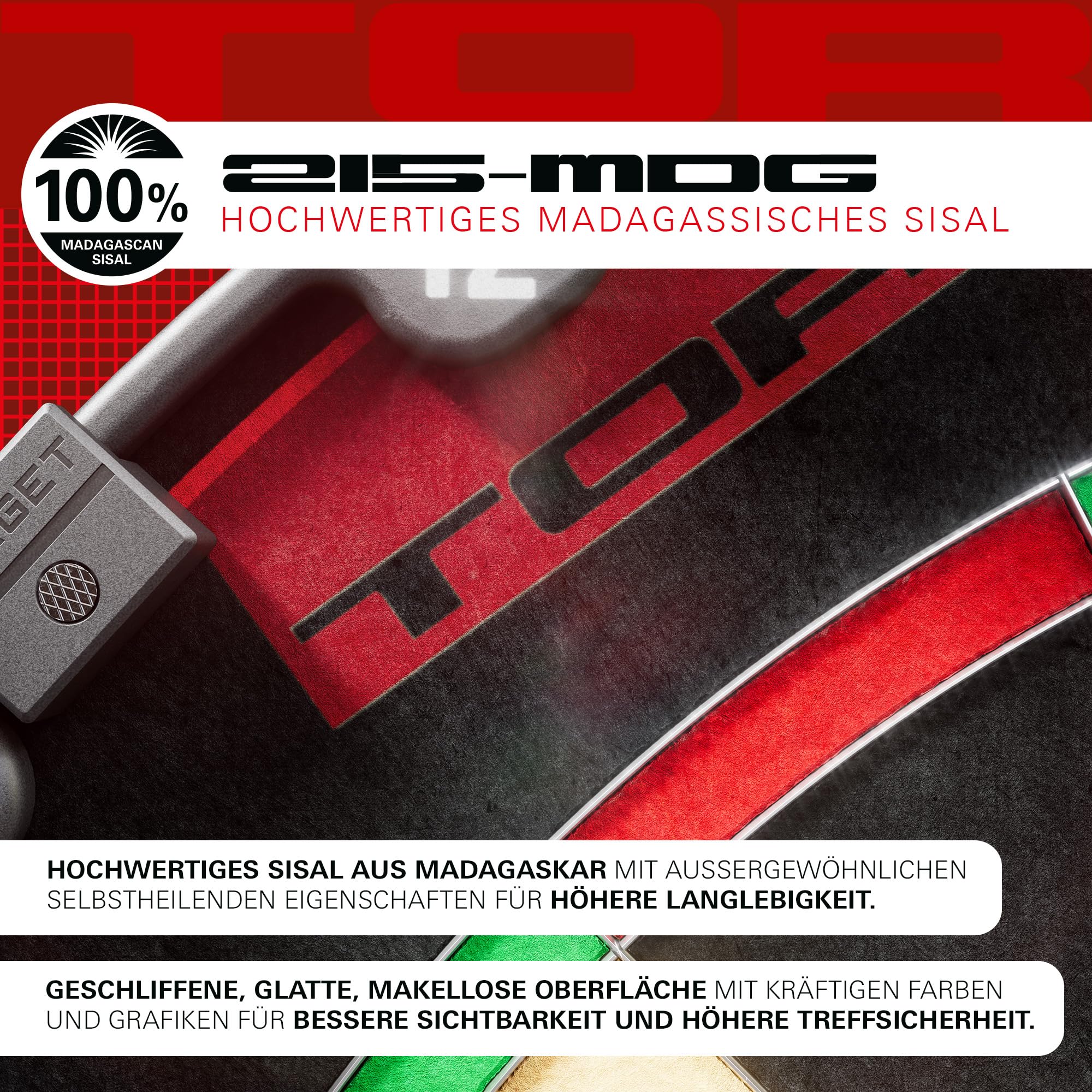 Target Darts Tor Dartscheibe Steeldart, Steeldartscheibe | Professionelle Dartscheibe mit Befestigungsset, moderner rotierender Zahlenring, Premium-Sisal aus Madagaskar Dart Scheibe 4