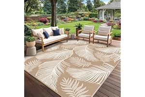 Pauwer Waterproof Outdoor Rug 8x10, Reversible Plastic Straw Patio Camping Rug, Indoor Outdoor RV Mat Carpet for Deck, Camper