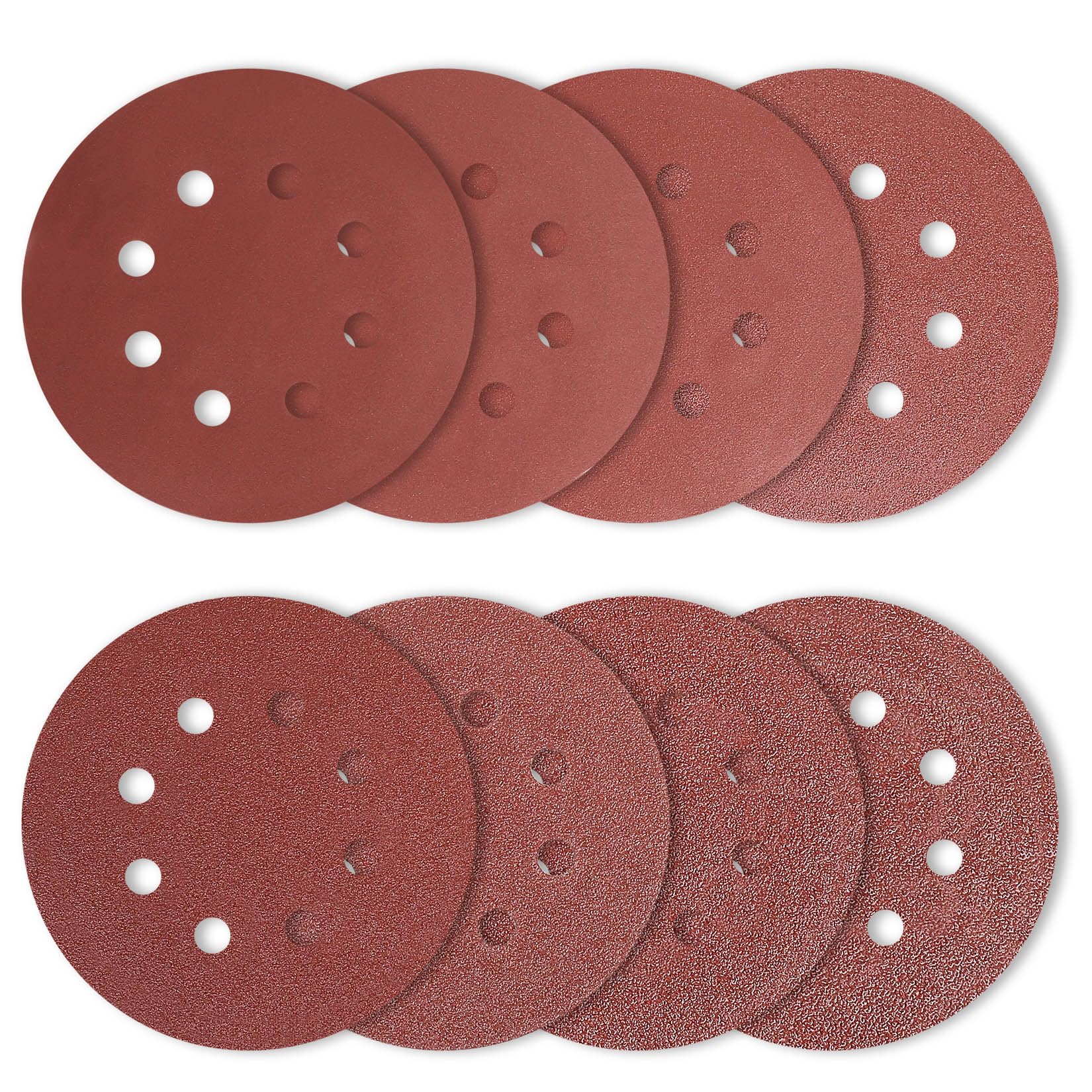 40 Pcs 125mm Sanding Discs, Sanding Pads, Hook and Loop Orbital Sander Discs, 5 Inch 8 Hole Round Sanding Discs Pads, Sandpaper Sheets for Random Orbital Sander, 40 60 80 100 120 180 240 320 Grit