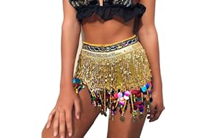 MUNAFIE Women's Belly Dance Hip Scarf Performance Outfits Skirt Festival Clothing