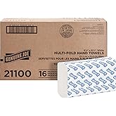 Genuine Joe Multifold Hand Towels, 9.5" x 9.10", 1-Ply, White, 250/Pack, 16 Count