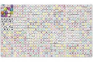 YMSDZHL Alphabet Beads A-Z 1000Pcs Letter Beads, Acrylic 6x6mm Round Letter Beads Kits,Black Digit and Colorful Smile Beads for Bracelets Necklaces DIY Jewelry Making (Colorful Square)
