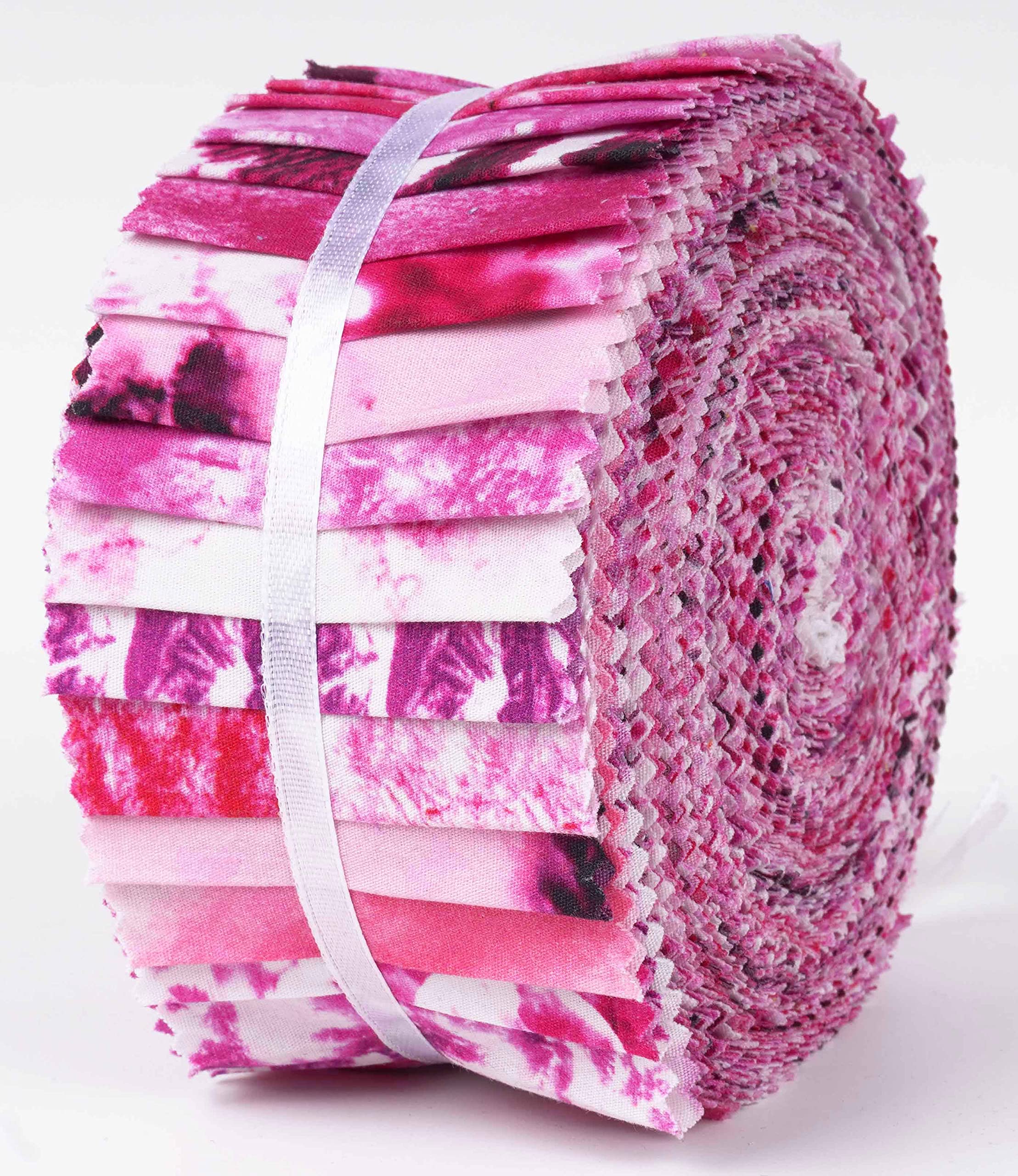 Soimoi 40Pcs Tie Dye Print Cotton Precut Fabrics for Quilting Craft Strips 2.5x42inches Jelly Roll - Purple