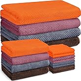 Preboun 12 Pcs Bath Towels and Washcloths 4 Sets Microfiber Bathroom Beach Pool Towel Set Quick Dry Coral Velvet Highly Absorbent for Fitness Sports Shower Travel Spa Hotel(Warm Color)