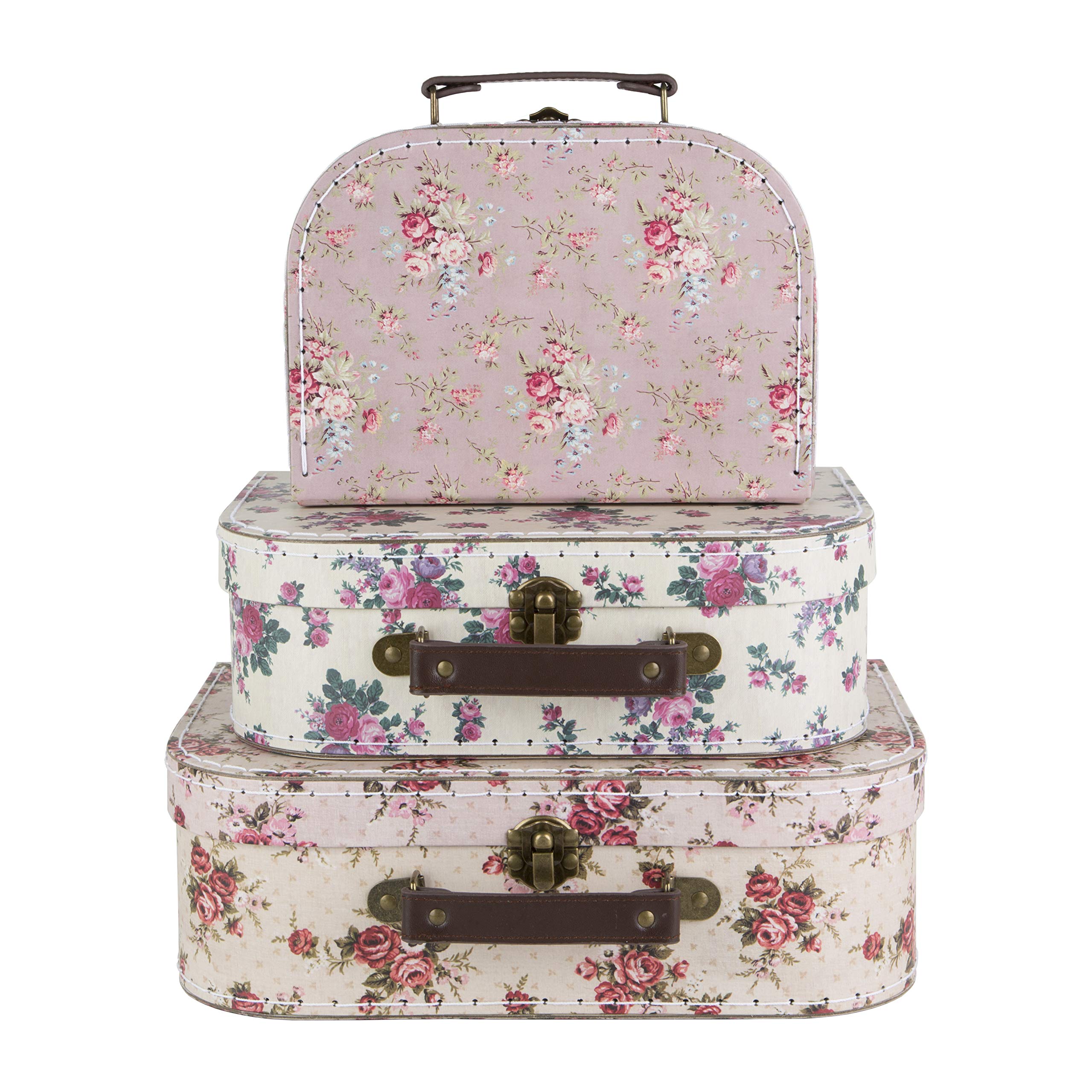 Set of 3 Suitcase Storage Boxes School Home Decor Sass and Belle Various Designs