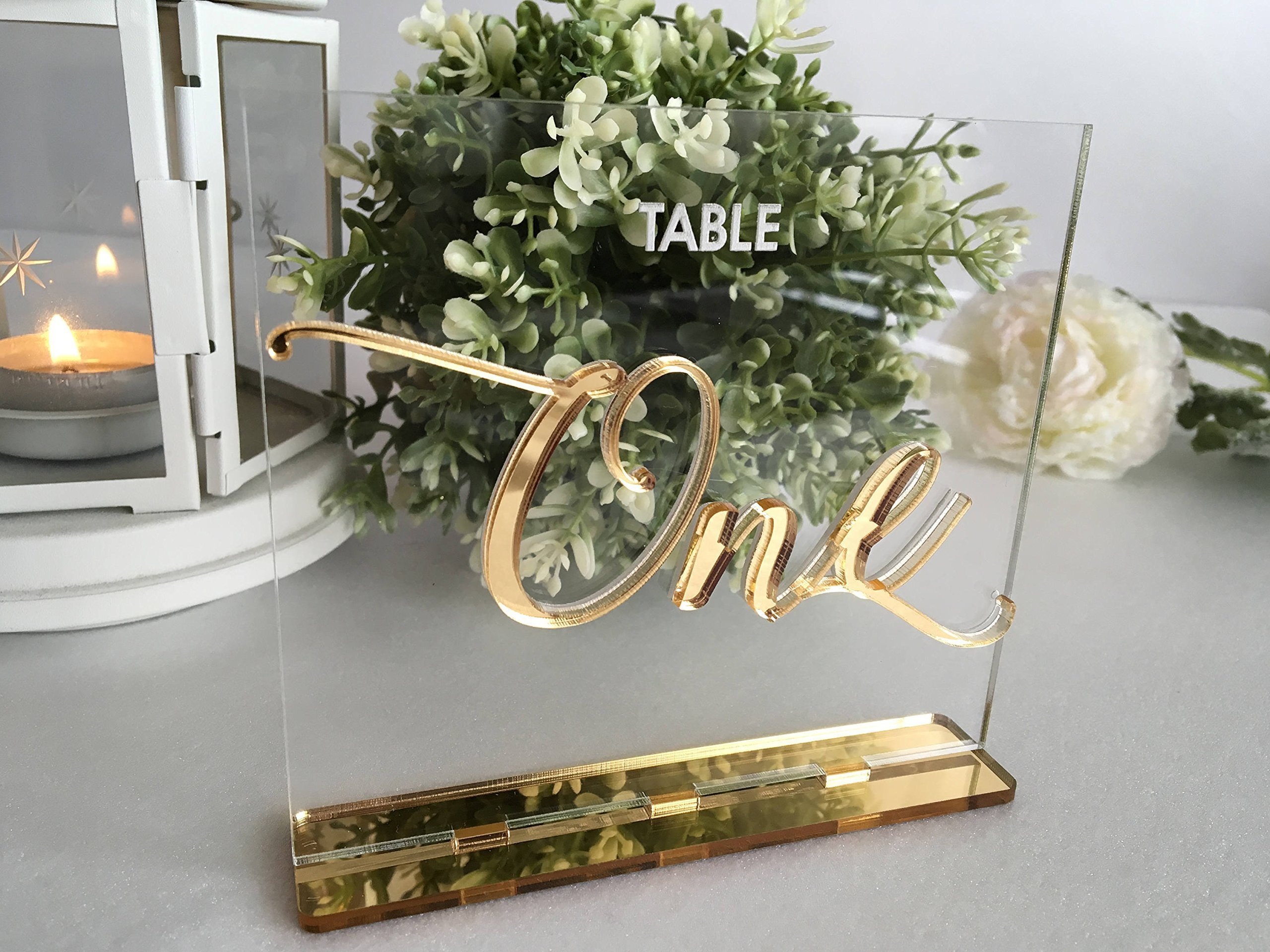 Buy Wedding Table Numbers for Luxury Weddings Calligraphy Gold Mirror