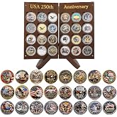 Suffolly 24 Pcs 250th Anniversary Coin Pack, Eagle Patriotic Coin with Storage Case, Vintage Keepsake Collectible Gifts