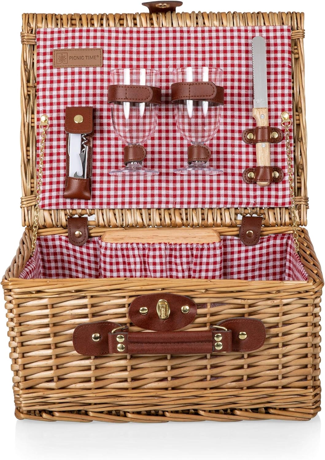 PICNIC TIME Classic Wicker Wine and Cheese Basket with