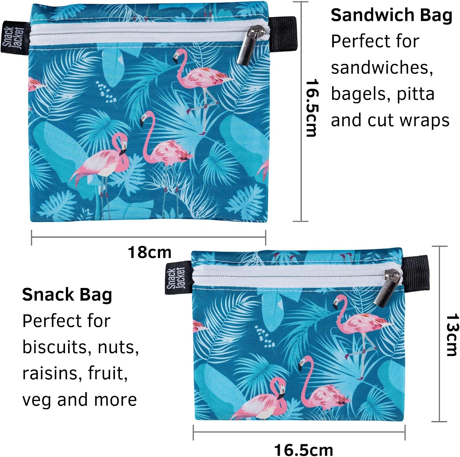 Reusable Sandwich & Snack Bags - by SnackJacket, Flamingos - Image 4