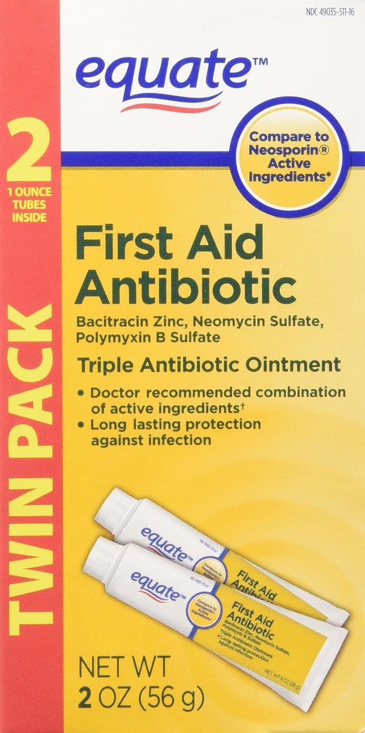 Equate Triple Antibiotic First Aid Ointment, 1 Oz Tubes (4 Tubes) [Packaging May Vary]: Health & Personal Care