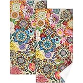 HIKENVIU Boho Floral Bathroom Towels Decorative Set of 2 Soft Absorbent Colorful Flowers Bath Hand Towels for Bathroom Decor Home Farmhouse Gym Yoga Spa 14"x28"
