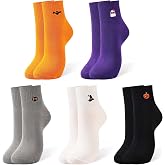 Moyel Christmas Halloween Gifts for Women 5 Pairs Socks for Women | Halloween Boo Basket Stuffers for Women Socks Cute Pumpkin Ghost Bat Cat Embroidered One Size Fits Most