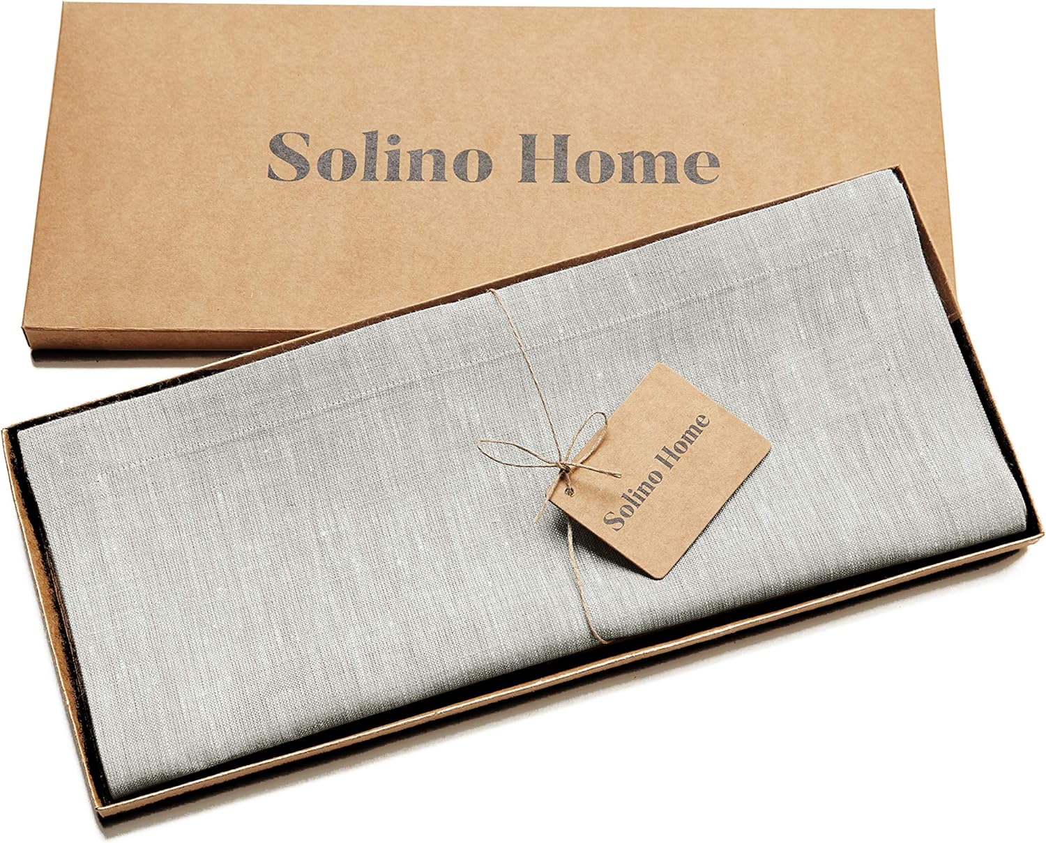 Solino Home 100% Pure Linen Table Runner – 14 x 36 Inch Athena, Handcrafted from European Flax, Natural Fabric Runner – Light Grey: Home & Kitchen