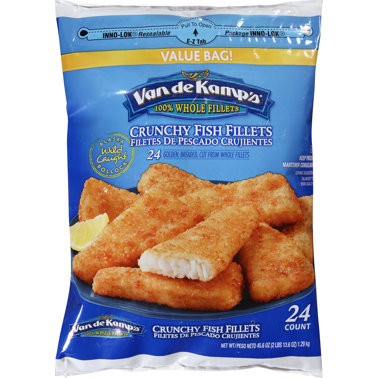 Van de Kamp's Crunchy Breaded 100 Whole Fish Fillets, Frozen, 45.6 oz