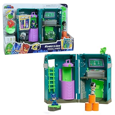 PJ MASKS 95706 Flair Night Time Micros Romeo&amp;#39;s Lair Playset, Multicolor