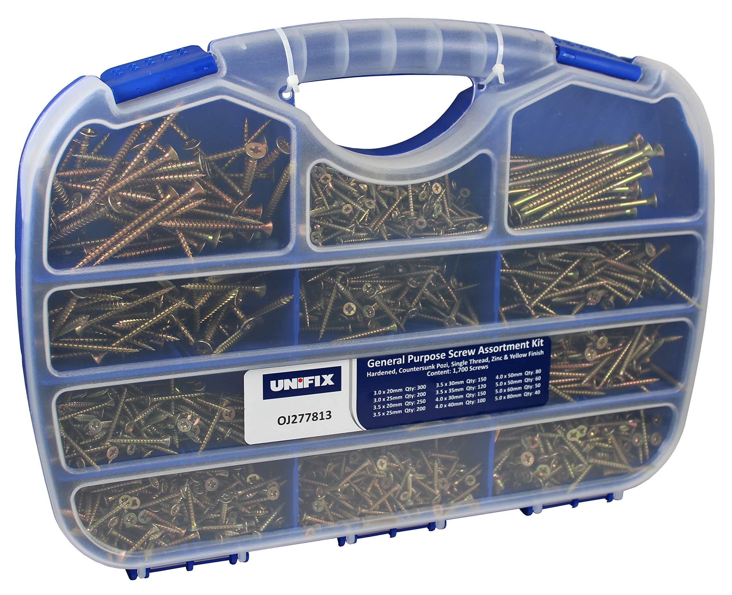 Trade Kit of 1700 Assorted Chipboard Screws Lengths 20mm - 80mm