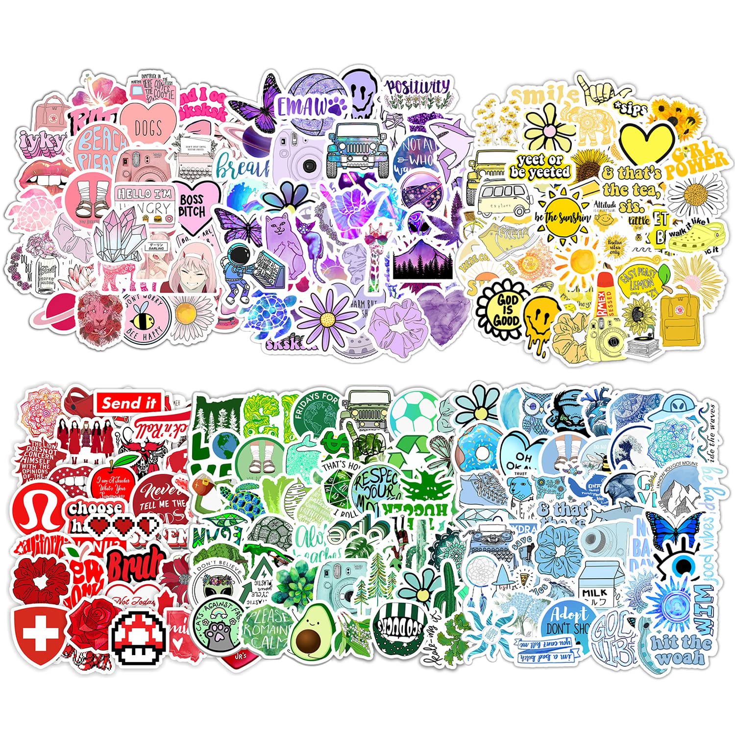 PFLYPF 300 pieces stickers, cute stickers, aesthetic sticker sets, cartoon children's stickers, decorative stickers for luggage, laptop, water cup, fridge, desk, skateboard