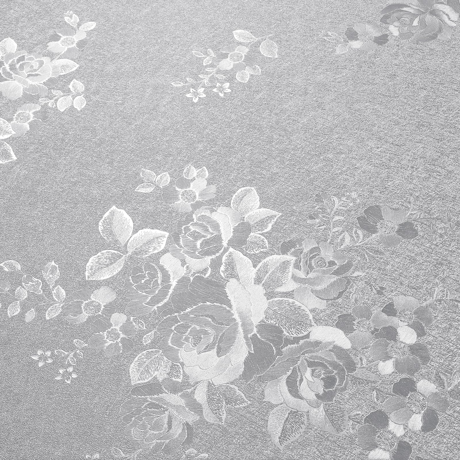 VEELIKE Vintage Silver Grey Wallpaper Textured Rose Contact Paper Embossed Floral Wallpaper Patterned Sticky Back Plastic Grey Vinyl Wrap for Furniture Sticker Removable Bedroom Hallway 40cm×300cm