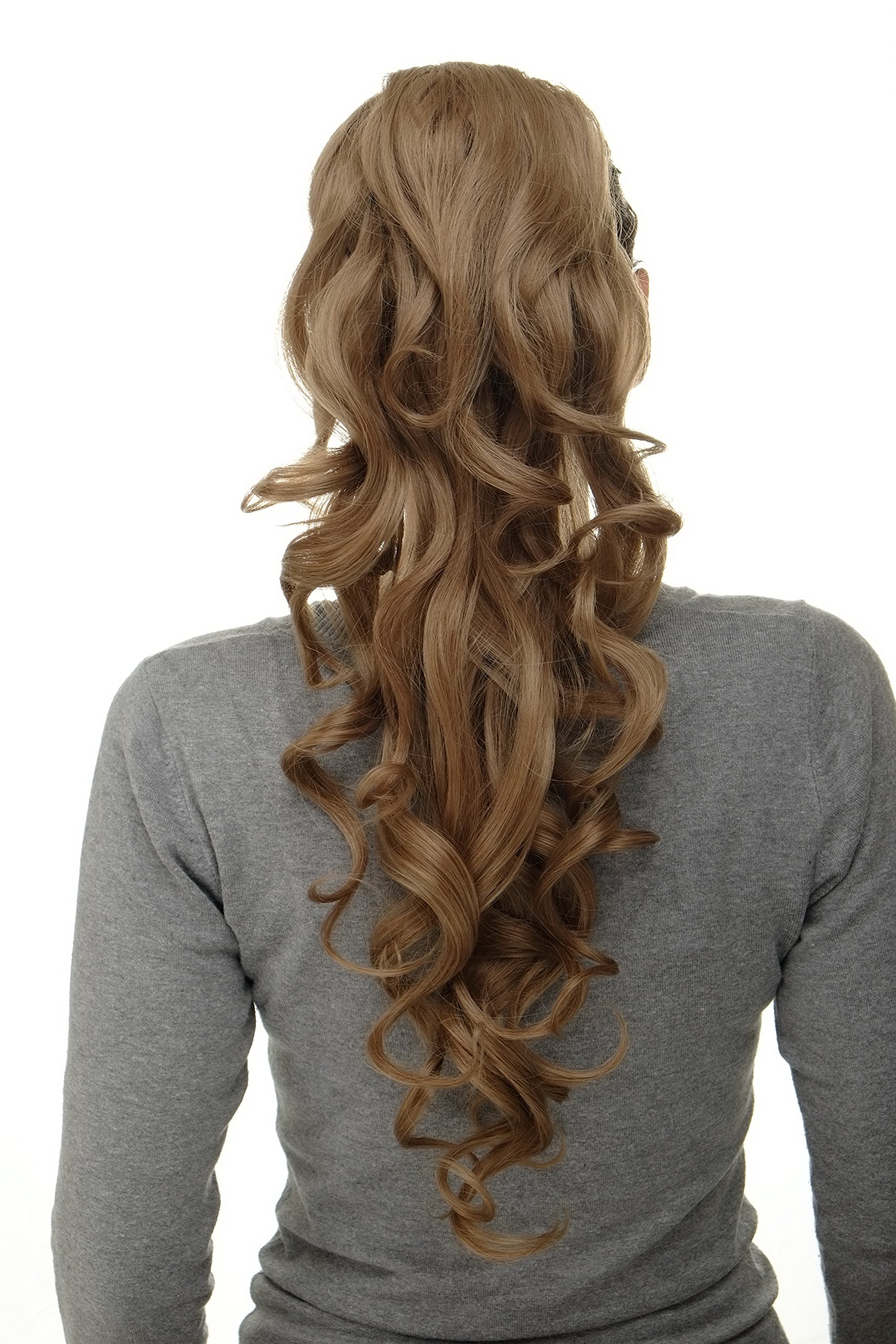 WIG ME UP WK08-15 Hairpiece ponytail with micro clamp, combs and elastic draw string curly curls voluminous very long medium honey blond 23inch