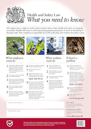 A4 Health Safety Law Poster You Need To Know Amazon De Diy Tools