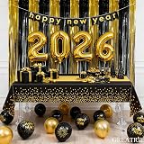 GREATRIL Black and Gold Foil Fringe Backdrop 2 Packs 3.2ft x 8.2ft view 7